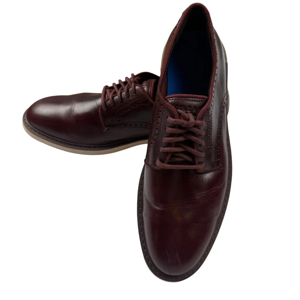 Cole Haan Grand 360 Mens Burgundy Leather Wingtip Oxford Shoes C37684 Size 8.5 M